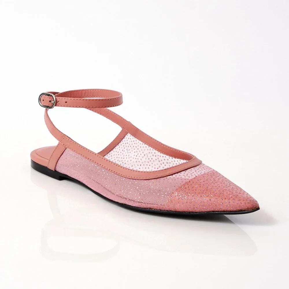 🎉LAST CHANCE🎉 FREE PEOPLE Sheer Glitter Jules Flats / Cloud Pink - Picture 4 of 10
